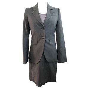 UNITED COLORS OF BENETTON Three Piece Gray Pinstripe Suit Skirt Jacket Shirt